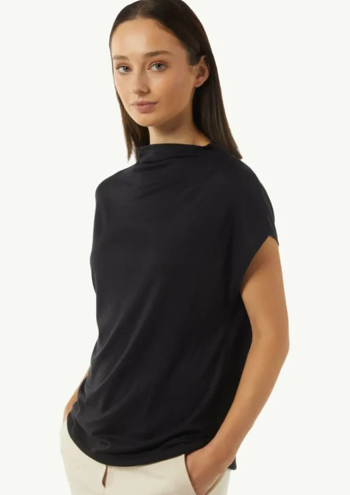 Strick-Shirt aus Lyocellmix mit Faltendetails