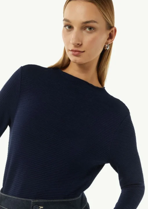 Strukturiertes Jerseyshirt mit Stehkragen