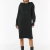 Sweat-Kleid mit Kapuze und Rückenprint