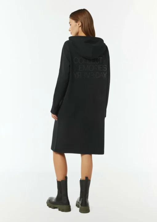 Sweat-Kleid mit Kapuze und Rückenprint