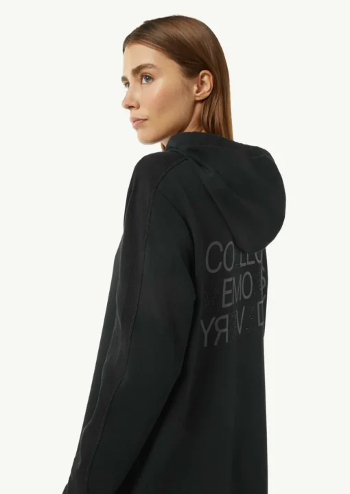 Sweat-Kleid mit Kapuze und Rückenprint