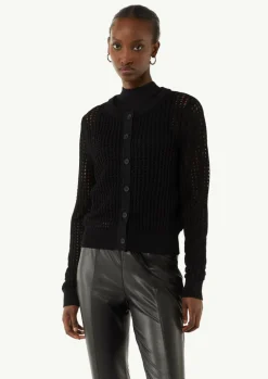 Transparente Strickjacke aus Ajourstrick