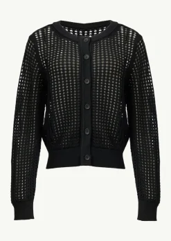 Transparente Strickjacke aus Ajourstrick