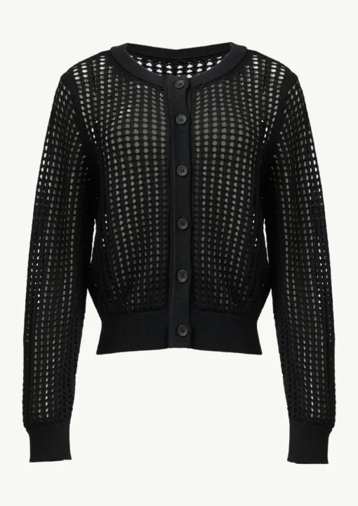 Transparente Strickjacke aus Ajourstrick