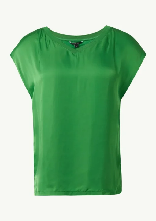 T-Shirt im Fabricmix mit Rippdetail