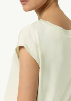 T-Shirt im Fabricmix mit U-Boot-Ausschnitt