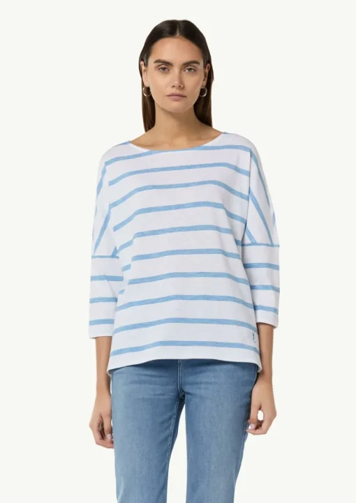 T-Shirt mit Logostickerei und 3/4-Ärmeln