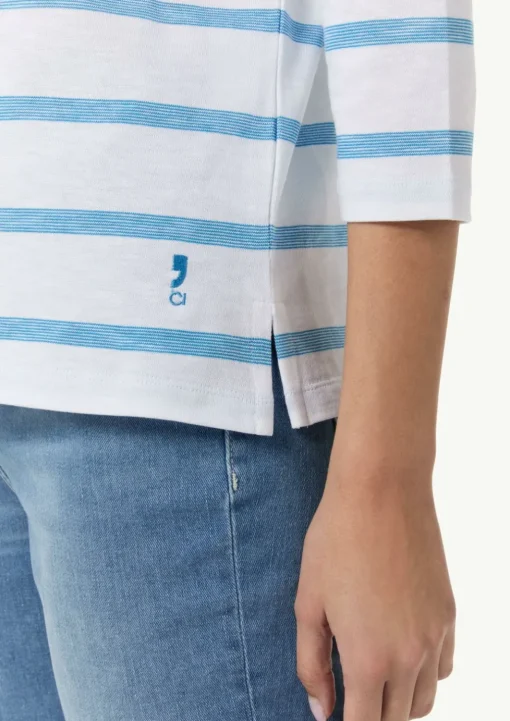 T-Shirt mit Logostickerei und 3/4-Ärmeln