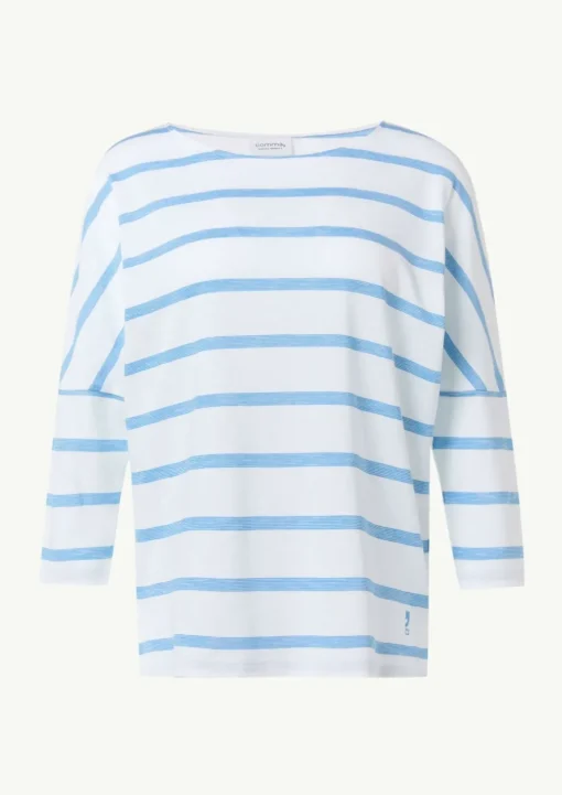 T-Shirt mit Logostickerei und 3/4-Ärmeln
