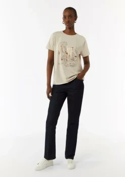 T-Shirt mit Metallic-Frontprint