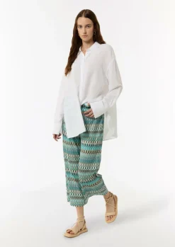 Tunika-Bluse aus Viskose-Leinen-Mix