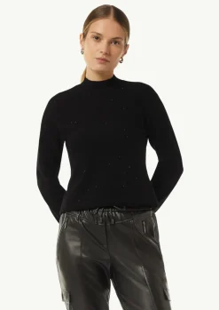 Turtleneck-Strickpullover mit Minipailletten
