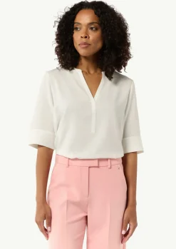 Twill-Bluse im Relaxed Fit mit Tunika-Ausschnitt