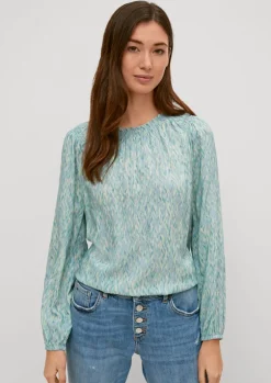 Viskosebluse mit Smok-Details