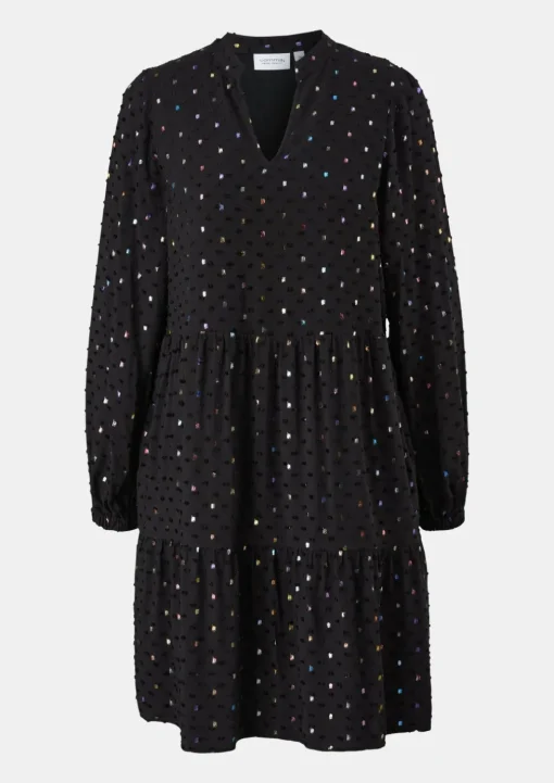 Volantkleid mit Allover-Effektprint