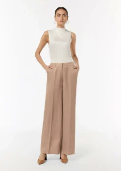 Wide-Leg-Hose aus Leinenmix