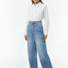 Wide-Leg-Jeans mit geschlitztem Saum